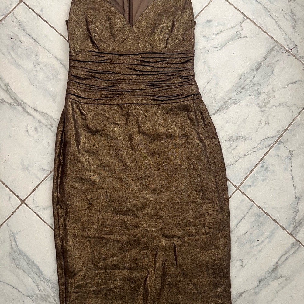 Lafayette 148 Quiet Luxury Metallic
Ruched Sleeveless Dress Womens 6